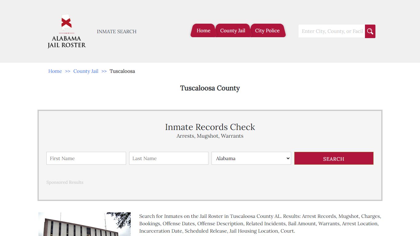 Tuscaloosa County - Alabama Jail Inmate Search