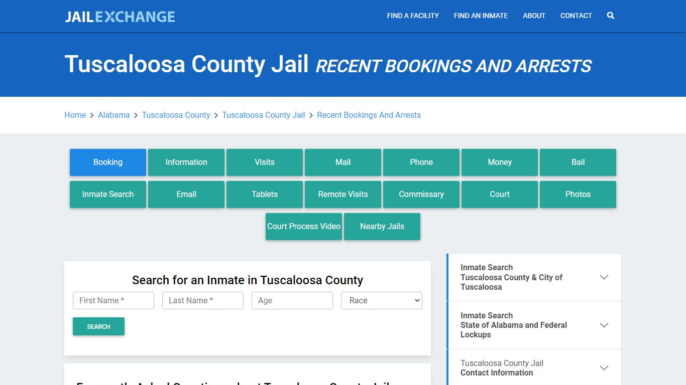 Tuscaloosa County Jail Recent Bookings And Arrests